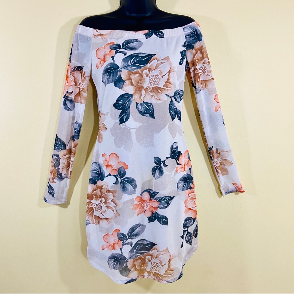 Windsor Floral Off-The-Shoulder Bodycon Slip Dress